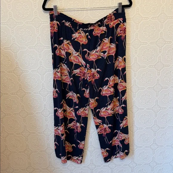 Soma Intimates Cool Nights Flamingo Print Capri Pants Size L - Picture 4 of 4